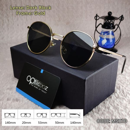 1915_Metal Gold Black Stylish Sunglass